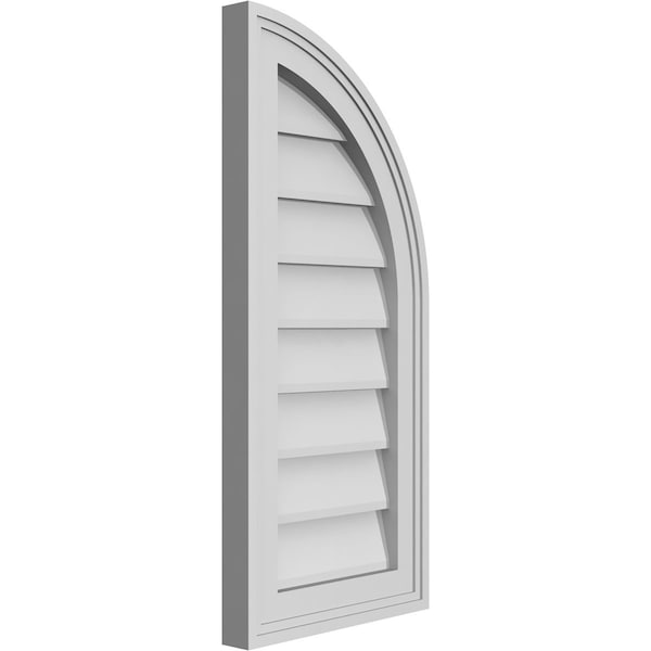 Quarter Round Top Right Surface Mount PVC Gable Vent W/ 2W X 1-1/2P Brickmould Frame, 12W X 26H